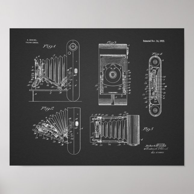 impressão de Desenho de Arte Patente para Câmera d (Frente)