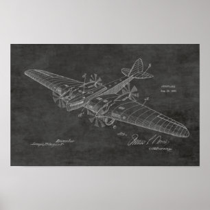 Impressão de desenho de patente do avião de 1930