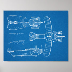 Impressão de Desenho de Patente do Avião de Barc