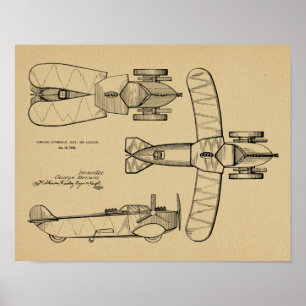 impressão de Desenho de Patente do Avião de Embarc