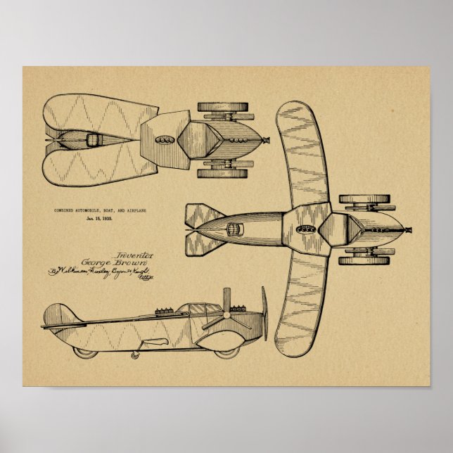 impressão de Desenho de Patente do Avião de Embarc (Frente)