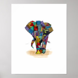 Impressão de Elefante Mosaico
