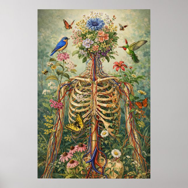 Impressão de Esqueleto de Anatomia Floral, Naturez (Frente)