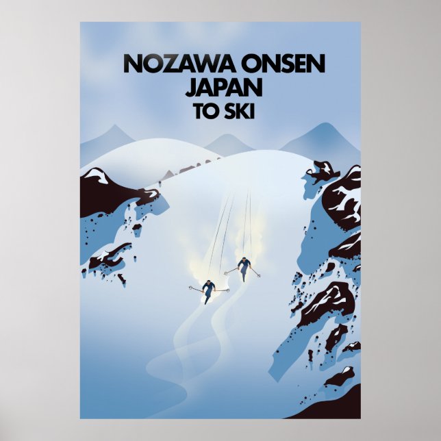 Impressão de esqui de Nozawa Onsen Japão. (Frente)