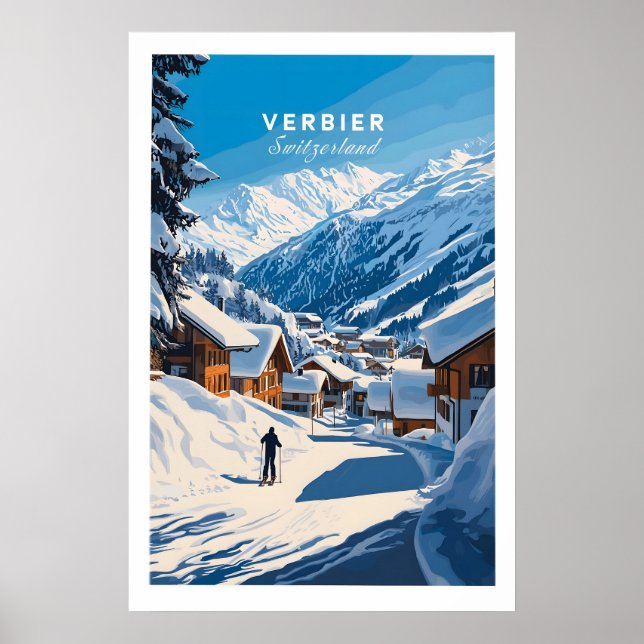 Impressão de Esqui de Verbier Suíça 1 (Frente)