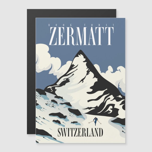 Impressão de esqui Zermatt Suíça (Frente/Verso)