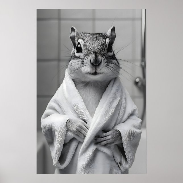 Impressão de Esquilo em Robe de Banho, Parede de B (Frente)