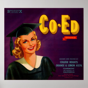 impressão de etiqueta de Marca cítrica coEd 1940s