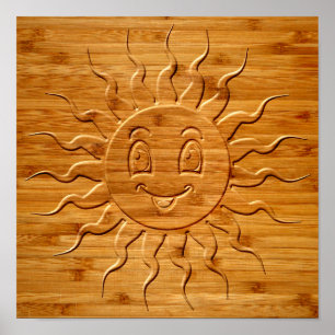 Impressão De Face Solar Sorrindo Esculpida Em Mad