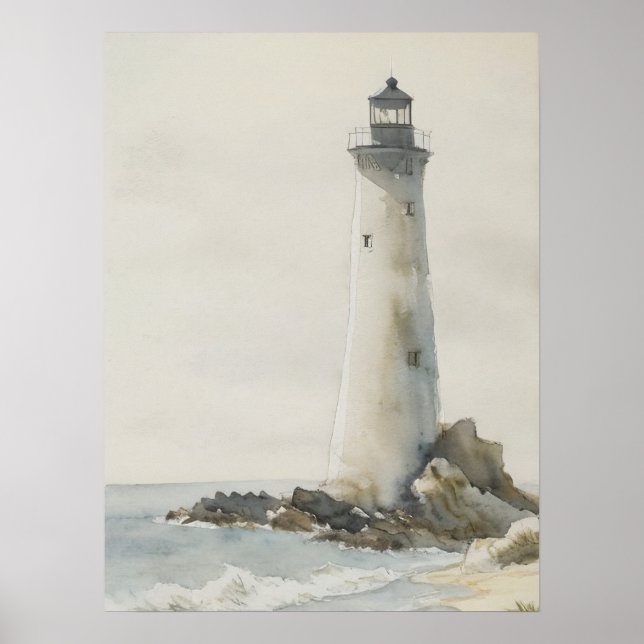 Impressão de farol, arte de colheita, pintura aquo (Frente)