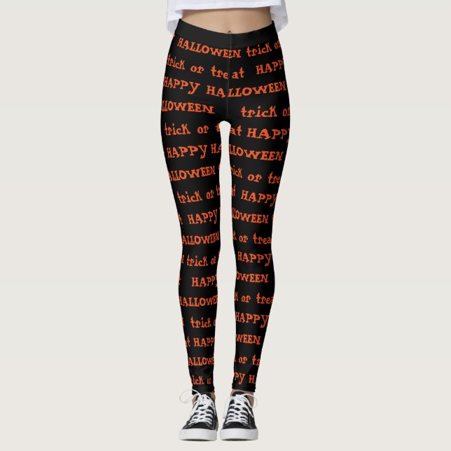 Impressão de Feliz Halloween Leggings (Frente)