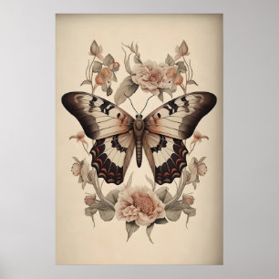 Impressão de Flor Boho Borboleta, Parede de Borbol