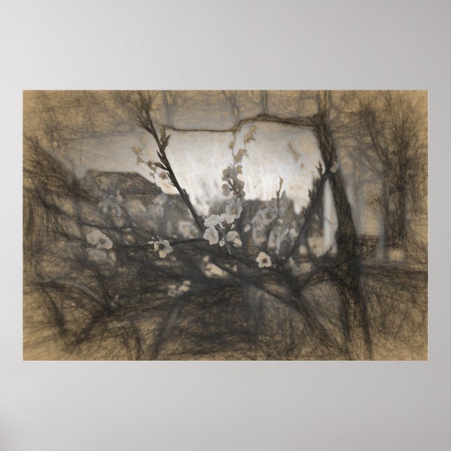 Impressão de flor de cerejeira (Frente)