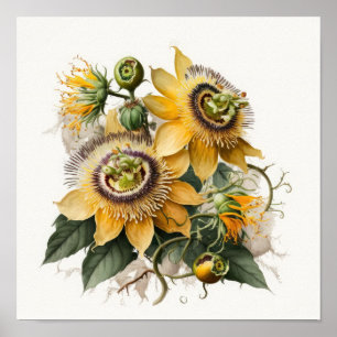 Impressão de Flor de Paixão Amarela