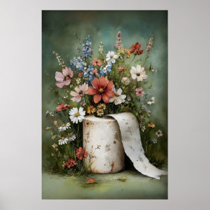Impressão de Flor de Papel Higiênico, Banheiro Bot