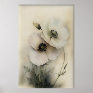 Impressão de Flores Antigas, Arte de Parede Rústic