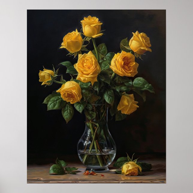 Impressão de Flores de Rosa Amarelas (Frente)