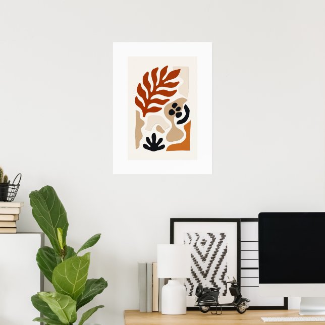 Impressão de Folha Abstrata Botânica | Escandinávi (Escritório em casa)