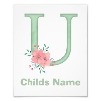 Impressão de Foto com Letra U em Aquarela Personal