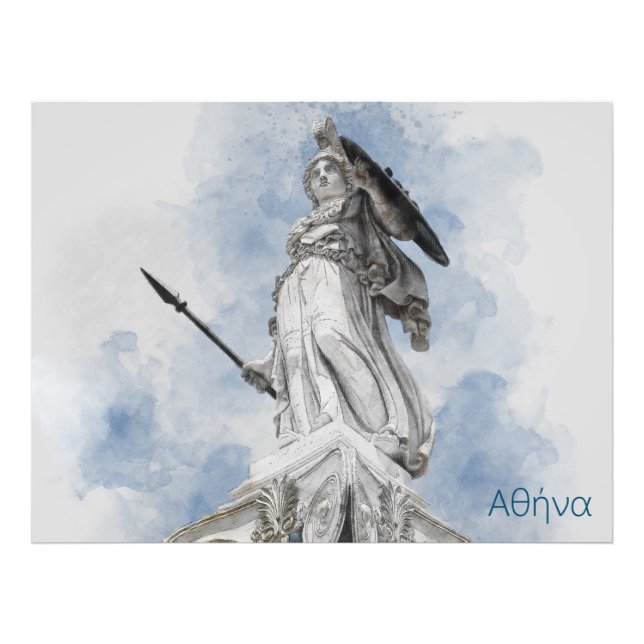 Impressão de Foto da Estátua Grega Clássica Athena (Frente)