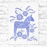 Impressão de Foto de Arte Folical de Dala Horse<br><div class="desc">Um tradicional design de arte folclórica de Dala Horse,  em azul e branco,  em forma de periwinkle. Perfeito para aqueles que amam a design escandinava.</div>