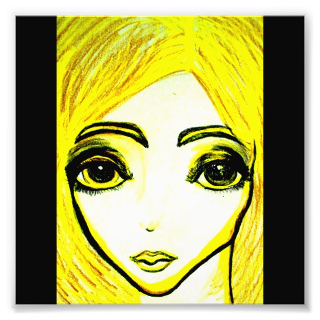 Impressão de foto de menina amarela 6x6 (Frente)