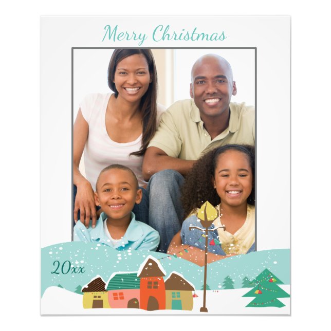 Impressão de Foto de Natal Personalizado com Cena  (Frente)