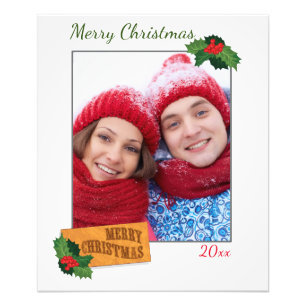 Impressão de Foto de Natal Personalizado com Holly