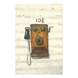 impressão de foto de telefone de parede antigo