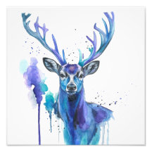 Impressão de Foto em Aquarela de Veado Colorido