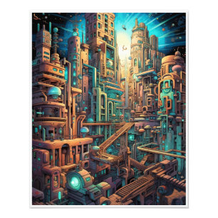 Impressão de Fotografia de Arte do Futurismo Retro