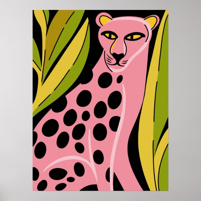 Impressão de Gato da Selva Ousada Arte Pop Cheetah (Frente)