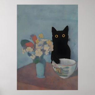 Impressão de Gato Negro para Vida Estática Emile B