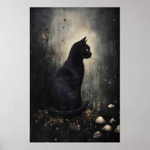 Impressão de Gato Preto, Cartaz Vintage de Gato Ma