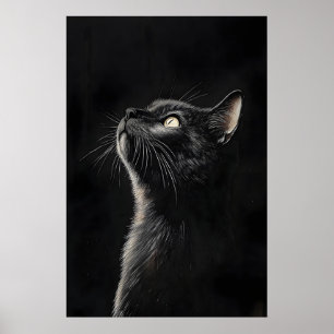 Impressão de Gato Preto Mal-humorado, Vintage Goth