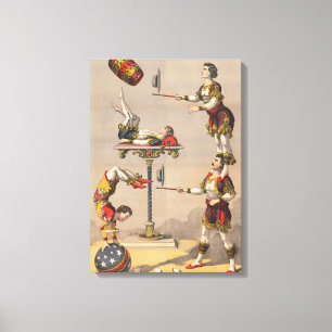 Impressão De Gráfico Vintage De Um Ato Acrobático.