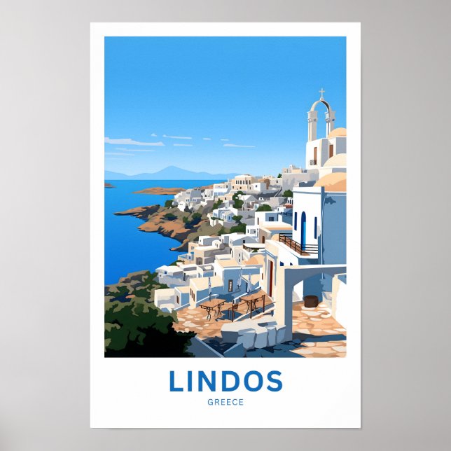 Impressão de Grécia de Viagem de Lindos (Frente)