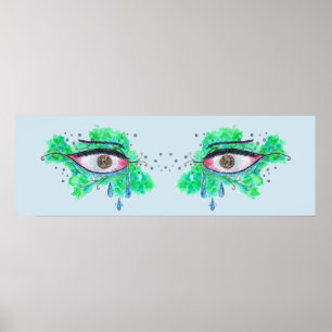 Impressão de grito do poster de turquesa dos olho