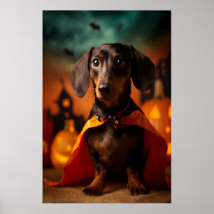 Impressão de Halloween de Dachshund, Cachorro em F