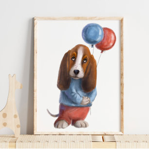 Impressão de Hound Basset Basset Hound Watercolo