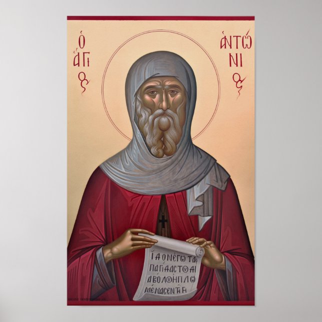 Impressão de Ícone Ortodoxo de Santo Antônio o Tau (Frente)