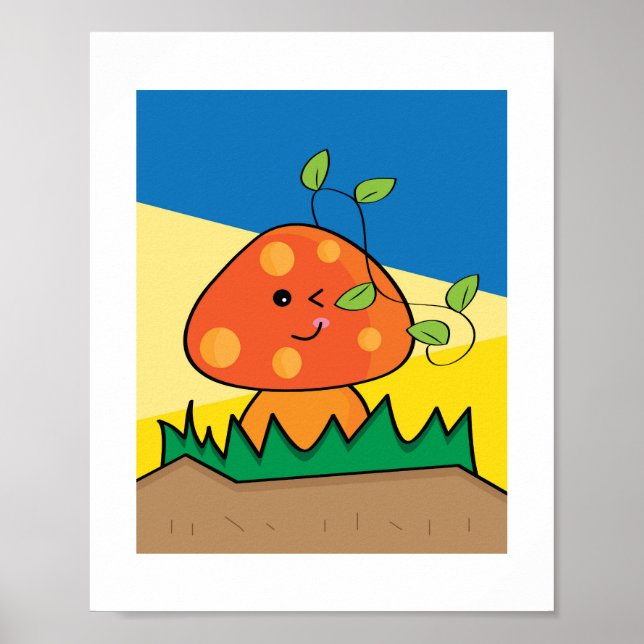 Impressão de Ilustração Design nº 3 do Cogumelo (Frente)