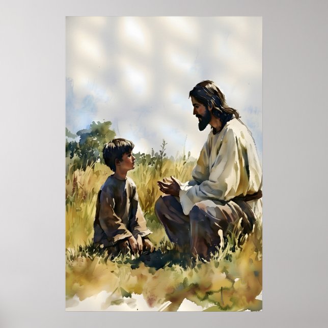 Impressão de Jesus e Menino Conversando no Campo (Frente)