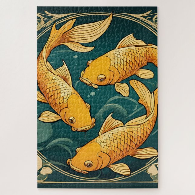 Impressão de Koi Carp 1014 Quebra-cabeça de serra (Vertical)