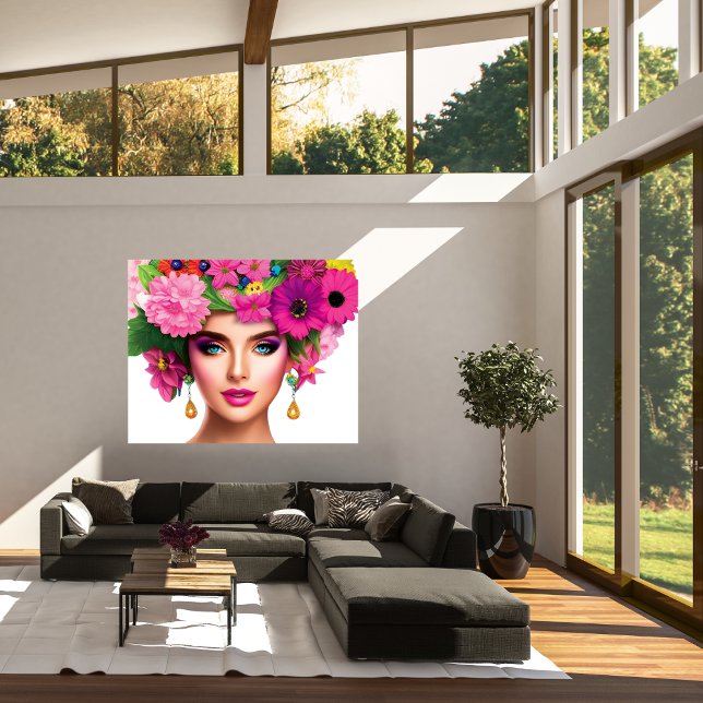 Impressão de Lady Canvas Bonita (Beautiful Flower Lady Canvas Print)