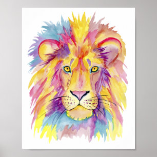 Impressão de Leão de Aquarela - Decor de Parede Co