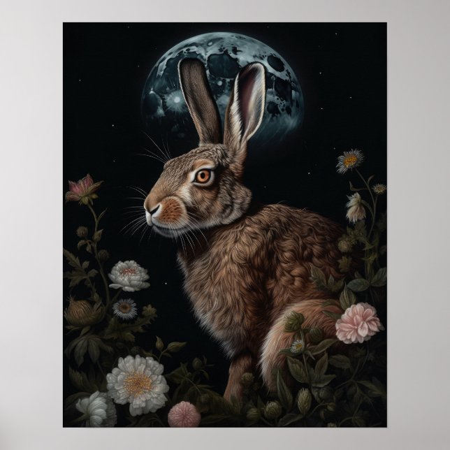 Impressão de Lebre Gótica e Arte Lua (Frente)