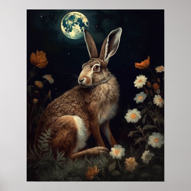 Impressão de Lebre Gótica e Arte Lua (Frente)