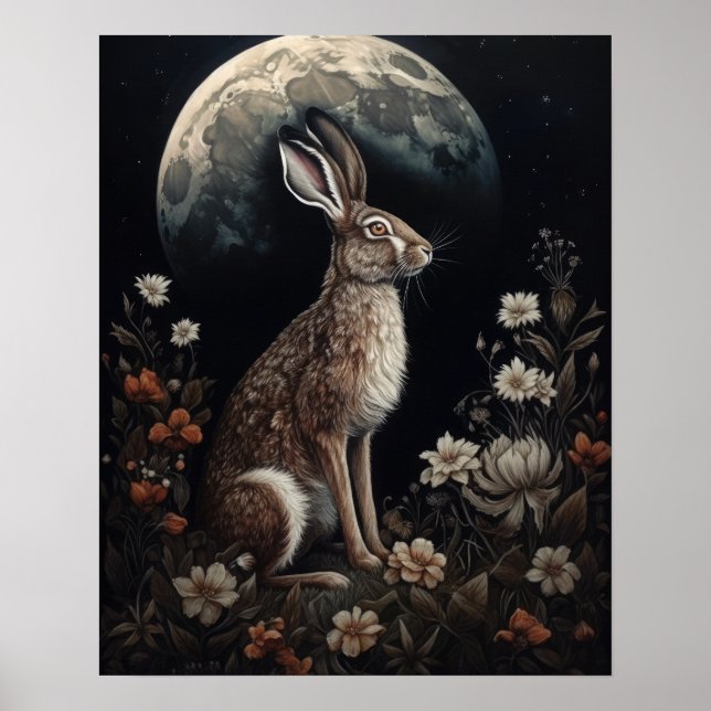 Impressão de Lebre Gótica e Arte Lua (Frente)