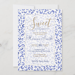 Impressão de Leopardo Azul Branco